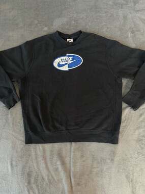 Nike Split Oval Logo Fleece Crewneck Sweatshirt Black Men’s Medium
